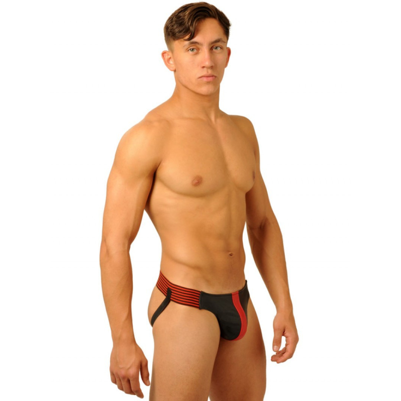 jockstrap fist leather rouge 2