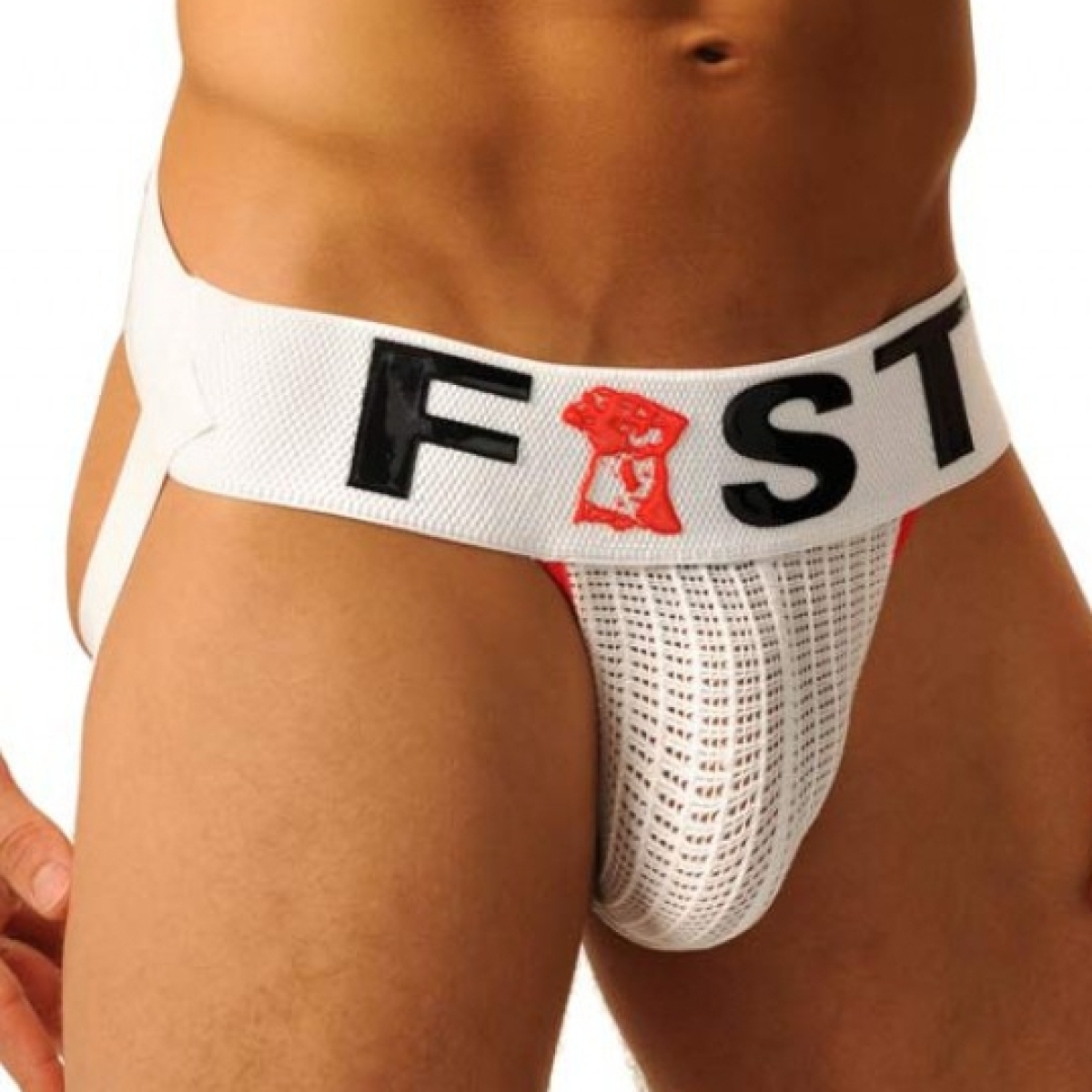 jockstrap fist logo blanc