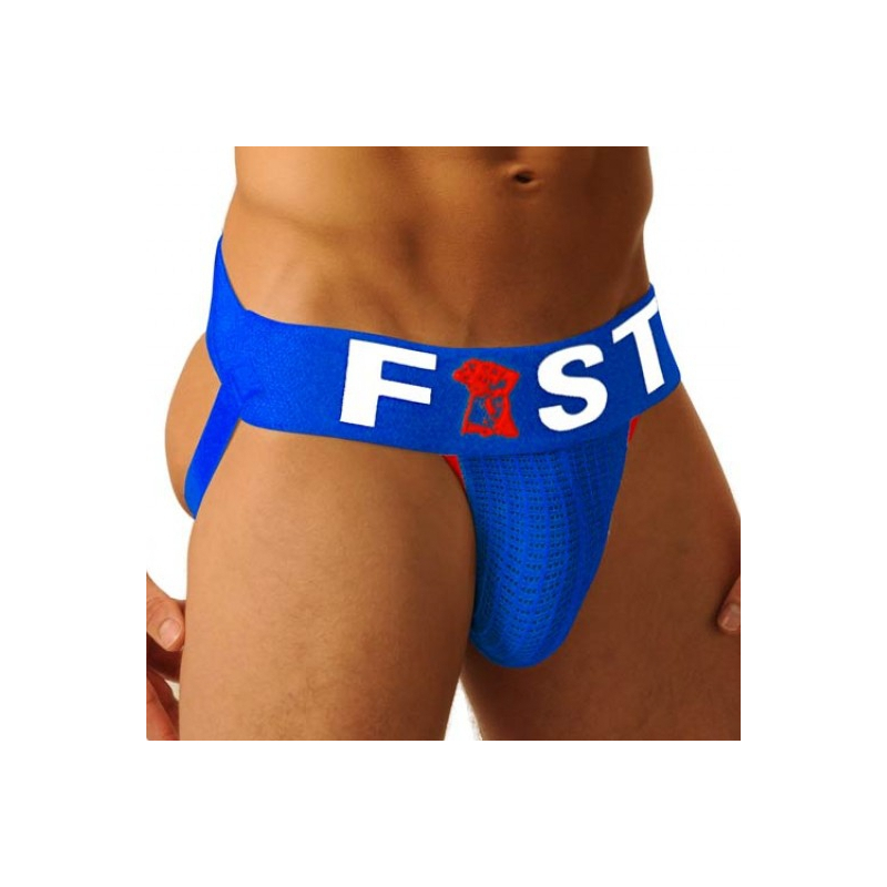 jockstrap fist logo bleu