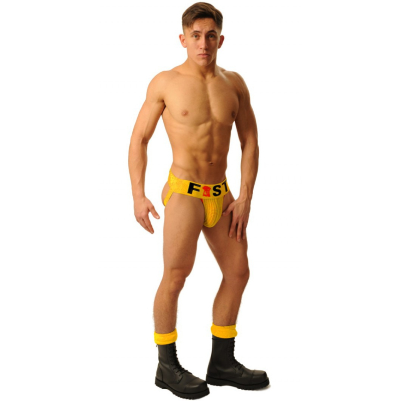 jockstrap fist logo jaune 2
