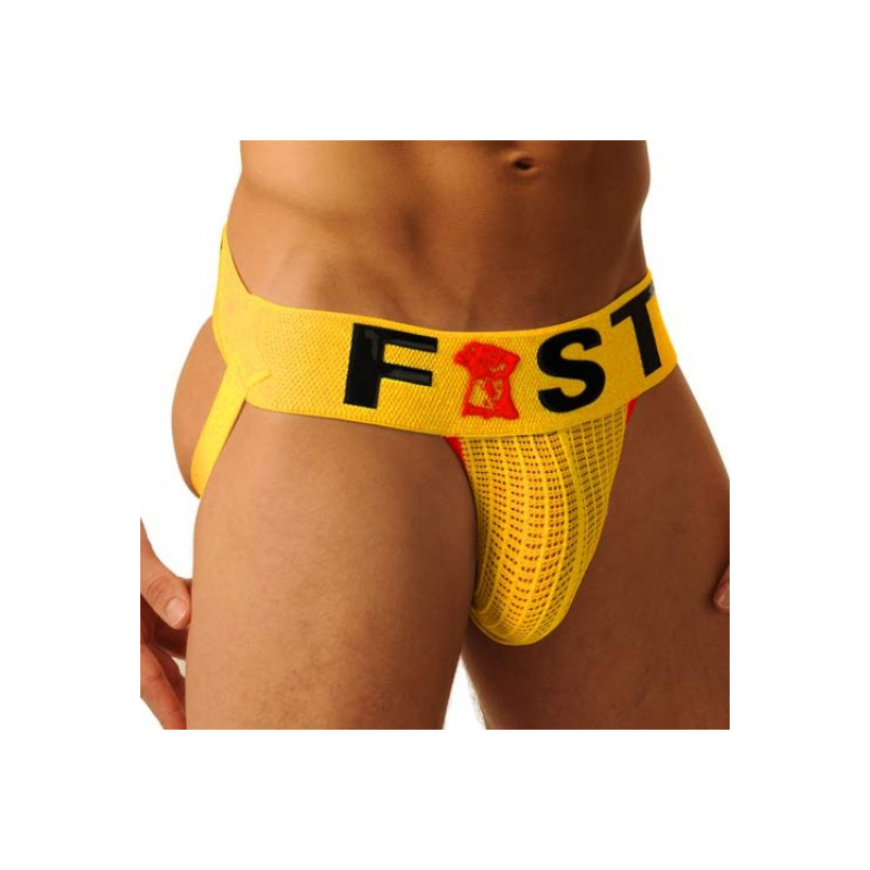jockstrap fist logo jaune
