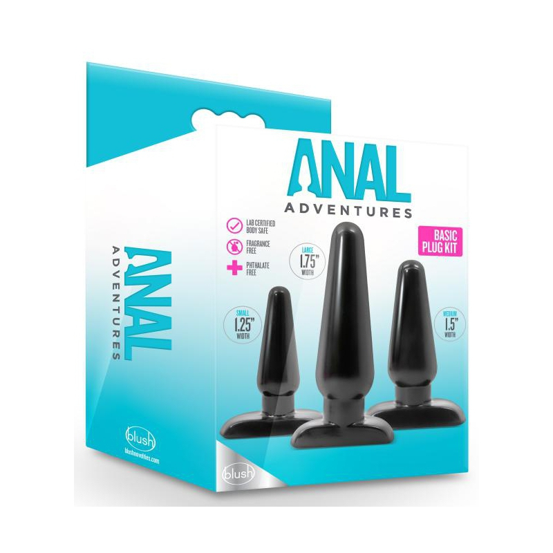 kit 3 plugs anal adventures basic noir 1