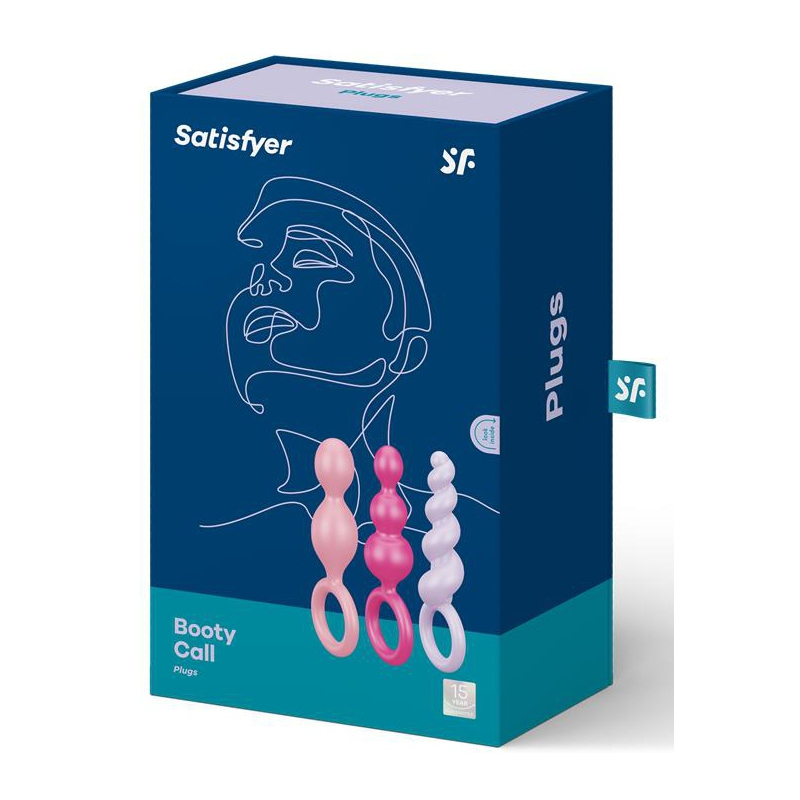 kit 3 plugs silicone booty call satisfyer 95 x 25cm roses 1