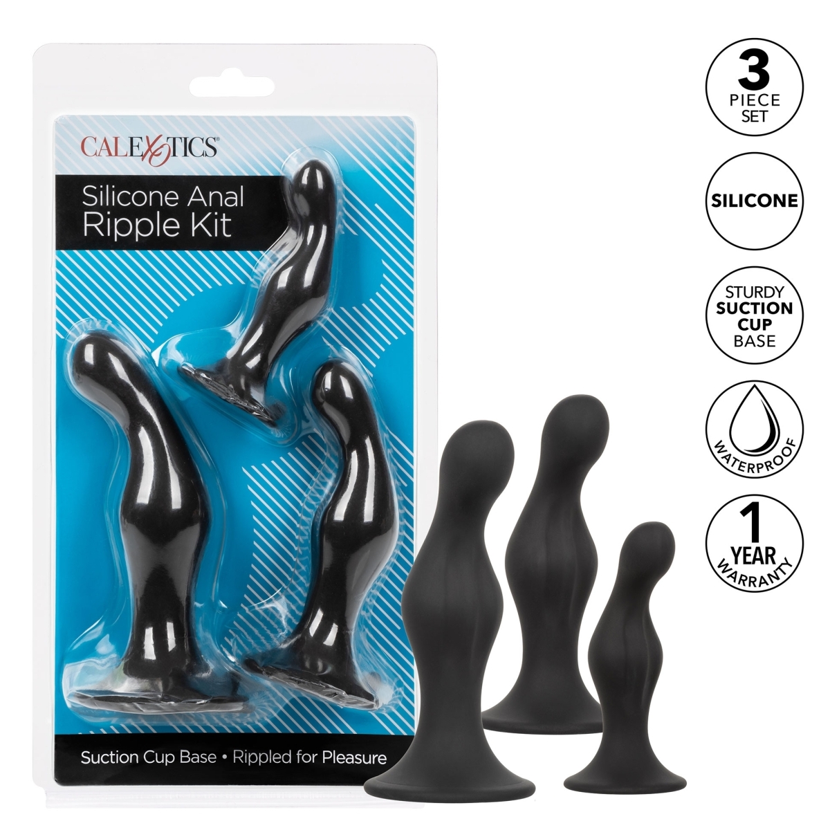 kit 3 plugs silicone ripple kit noirs 2