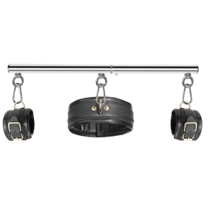 kit barre de maintien collier et menottes simply dom noir