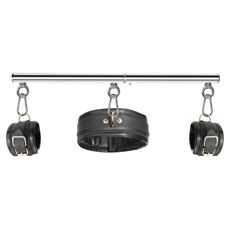 kit barre de maintien collier et menottes simply dom noir