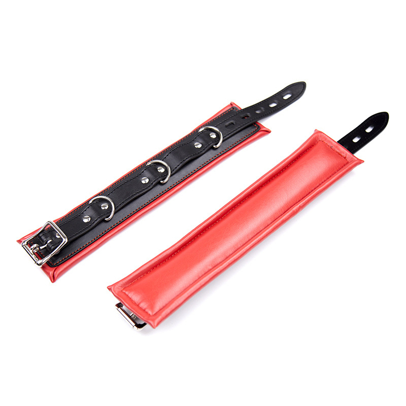 kit barre de maintien collier et menottes simply dom rouge et noir 1