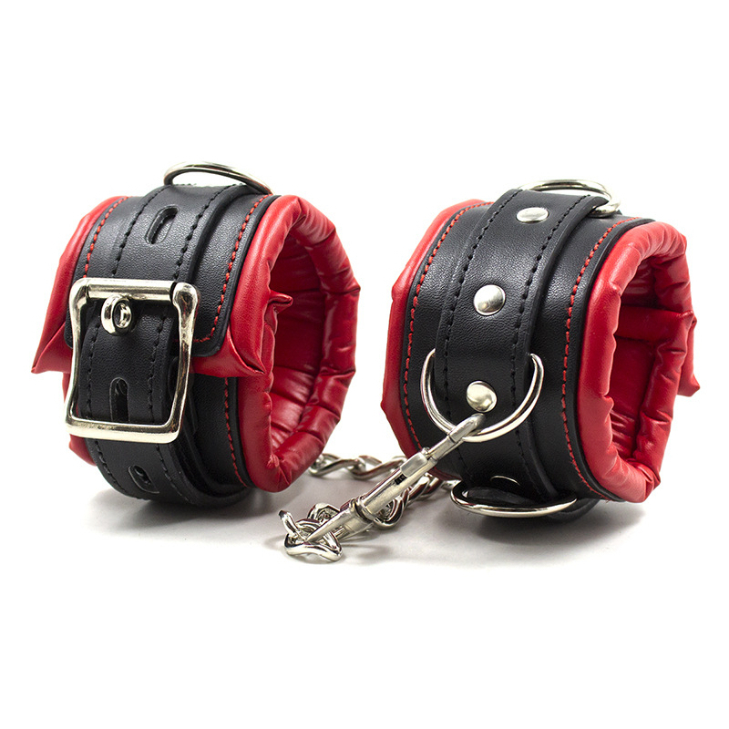 kit barre de maintien collier et menottes simply dom rouge et noir 2