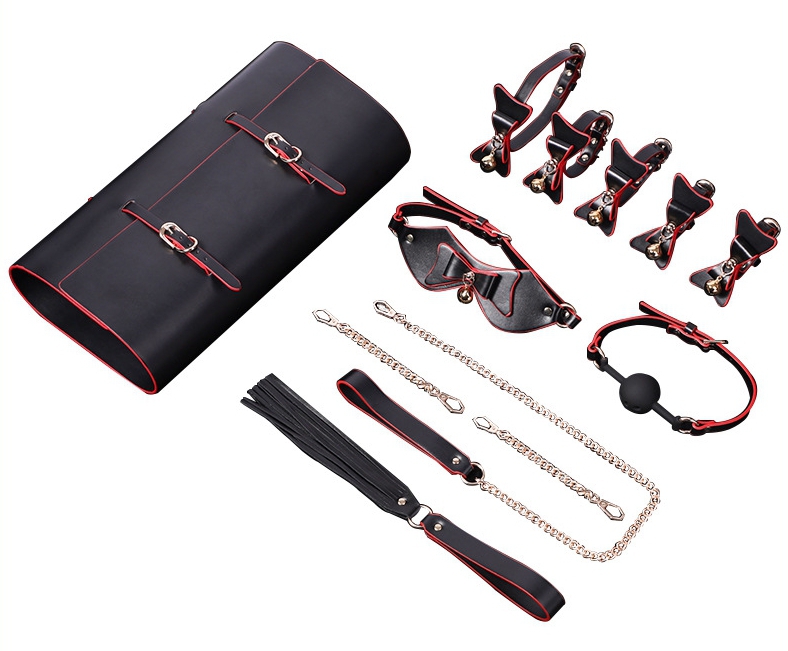 kit bdsm bells 6 pieces noir rouge