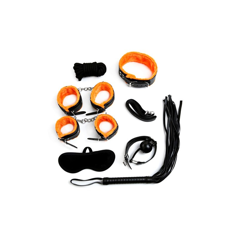 kit bondage 7 pieces noir orange