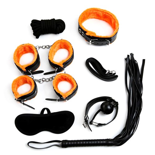 kit bondage 7 pieces noir orange