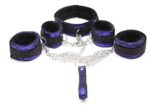kit bondage avec collier et menottes violet