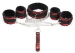 kit bondage collier menottes rouge
