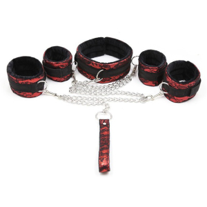 kit bondage collier menottes rouge