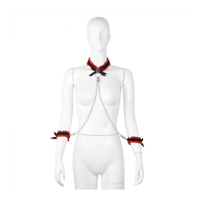 kit collier menottes romance noir rouge 1