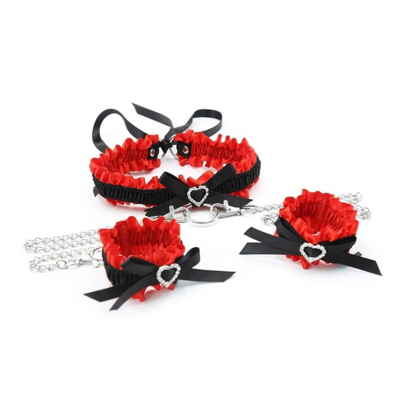 kit collier menottes romance noir rouge