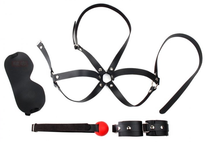 kit d initiation bdsm obedience 4 pieces noir