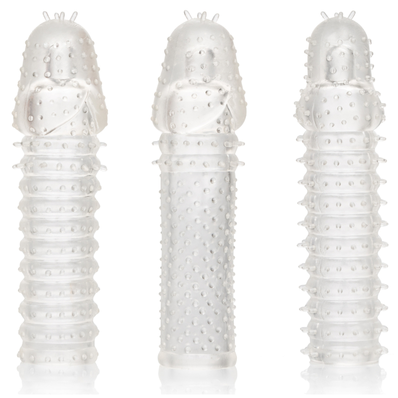 kit de 3 gaines de penis texturees ribbed extend 14 x 4cm