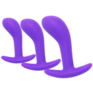 kit de 3 mini plugs prostatiques silicone 11 x 35 cm violet