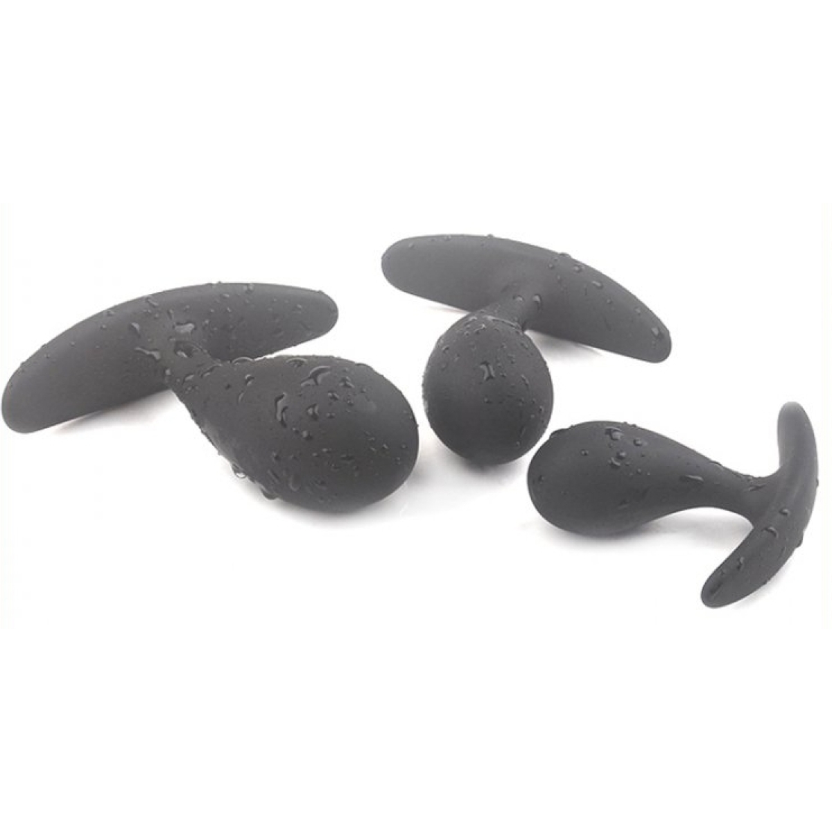 kit de 3 mini plugs prostatiques silicone 11 x 35cm noir 1
