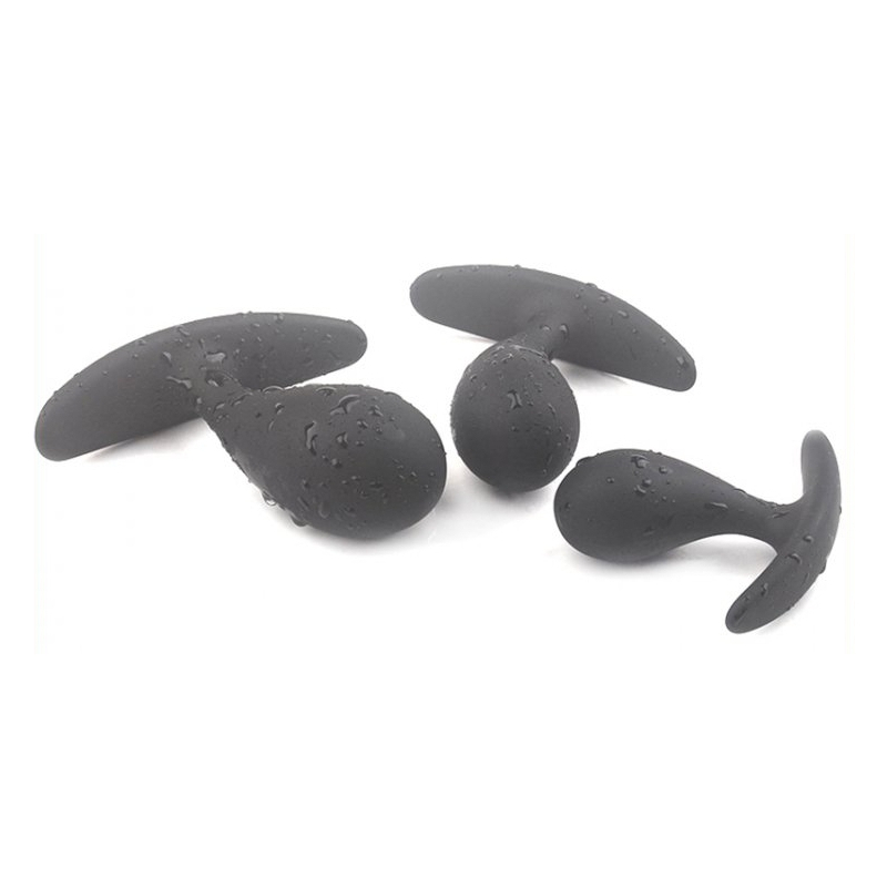 kit de 3 mini plugs prostatiques silicone 11 x 35cm noir 1