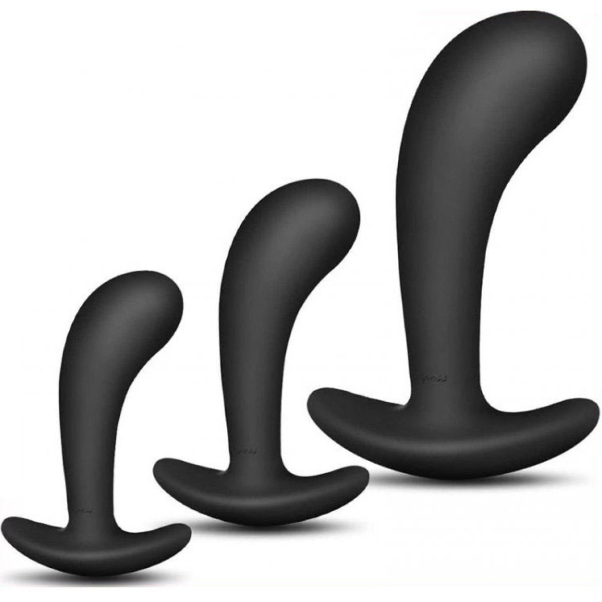 kit de 3 mini plugs prostatiques silicone 11 x 35cm noir