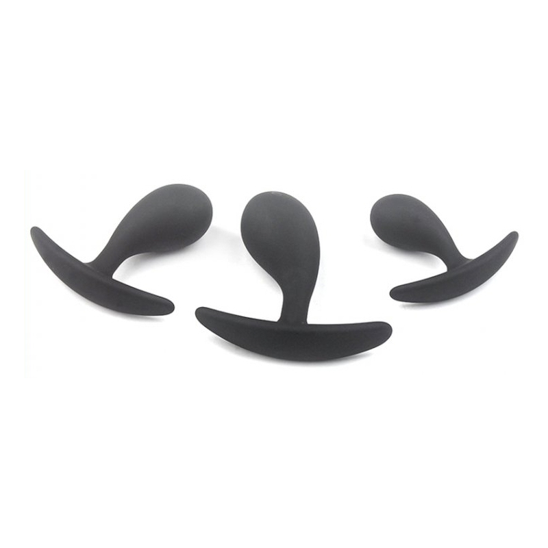 kit de 3 mini plugs prostatiques silicone 11 x 35cm noir 2