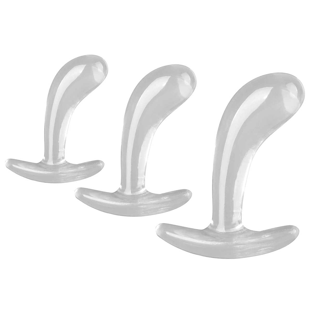 kit de 3 plugs curved three 11 x 35cm transparent