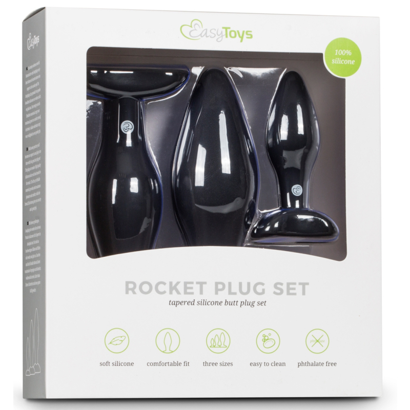 kit de 3 plugs silicone rocket noirs 1