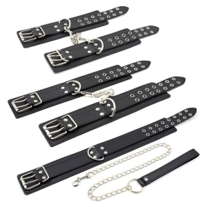 kit menottes et collier double pin noir