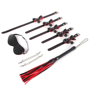 kit sexy bow 5 pieces noir rouge