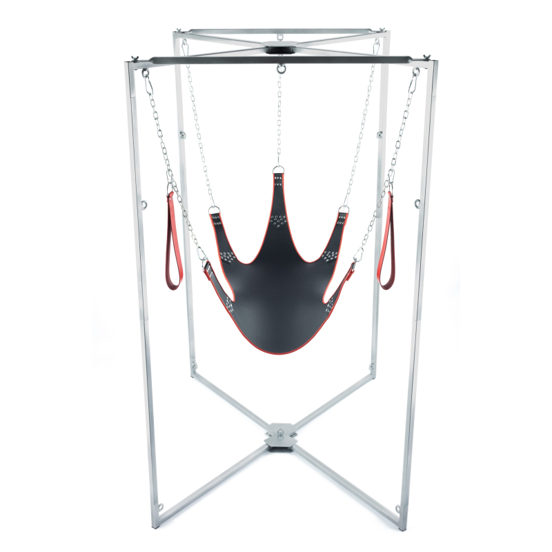 kit sling cuir 5 points noir rouge armature grise scaled