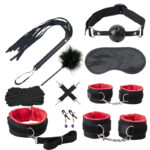 kit sm bondage push 10 pieces noir rouge