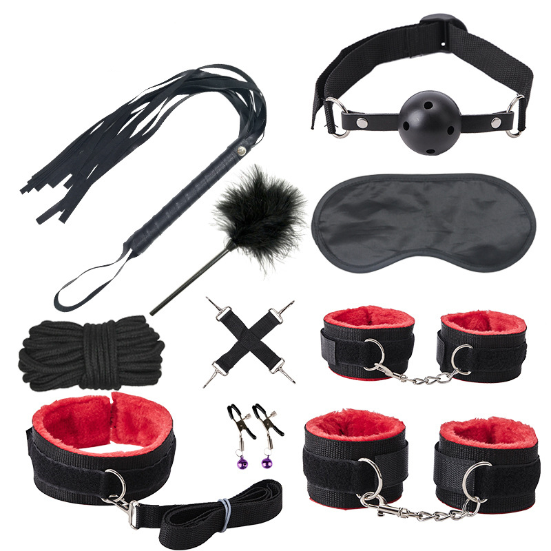 kit sm bondage push 10 pieces noir rouge