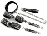 kit sm snakine collier et menottes noir argentes