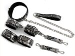 kit sm snakine collier et menottes noir argentes 4