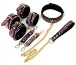 kit sm snakine collier et menottes noir rose 2