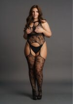 lace suspender bodystocking with round neck 6