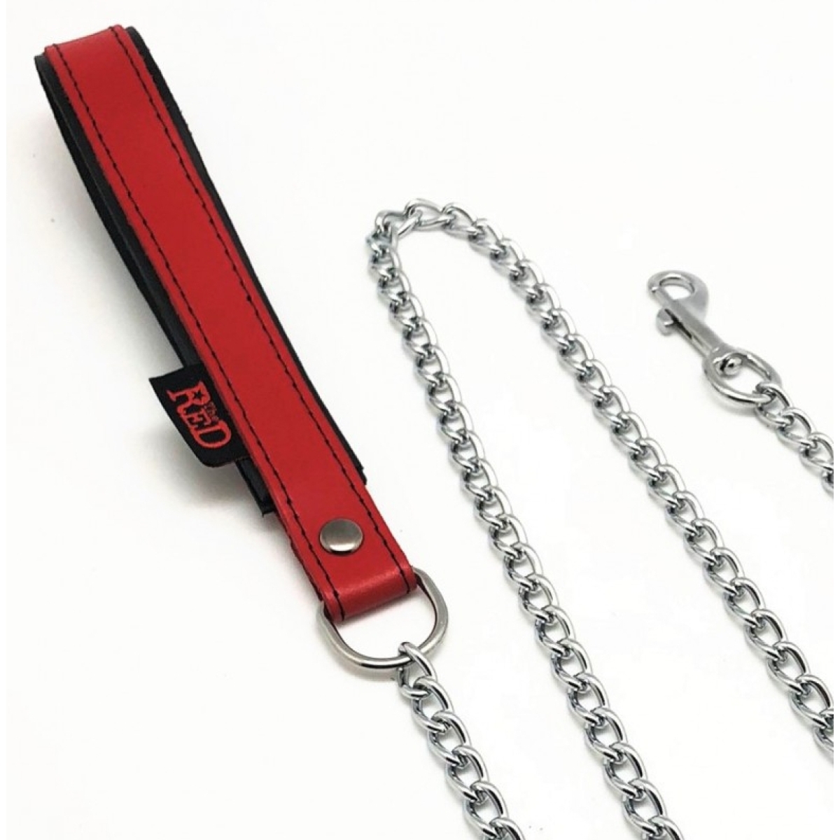 laisse avec poignee en cuir 1m rouge 4
