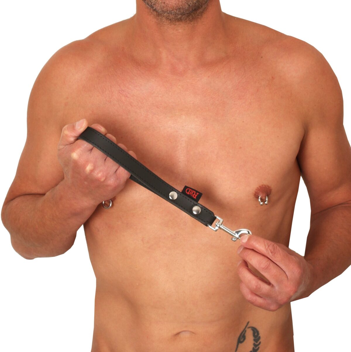 laisse courte en cuir noire 1