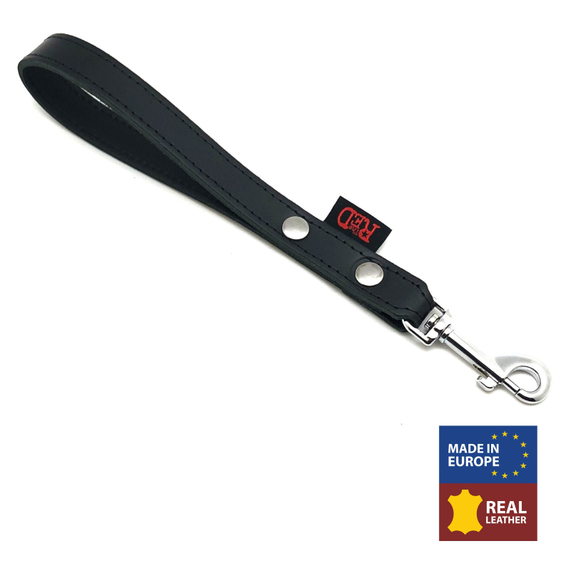 laisse courte en cuir noire