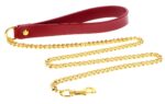 laisse en metal dore taboom avec poignee rouge 75cm