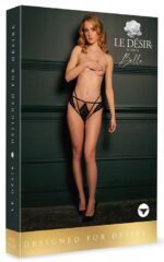 lena brief with open crotch and buttocks adjustable sliders and golden details black os 2