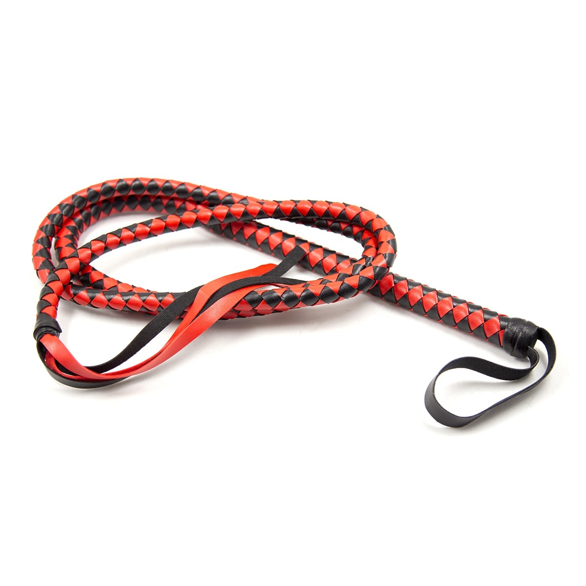 long fouet whip duo 190cm noir et rouge 2