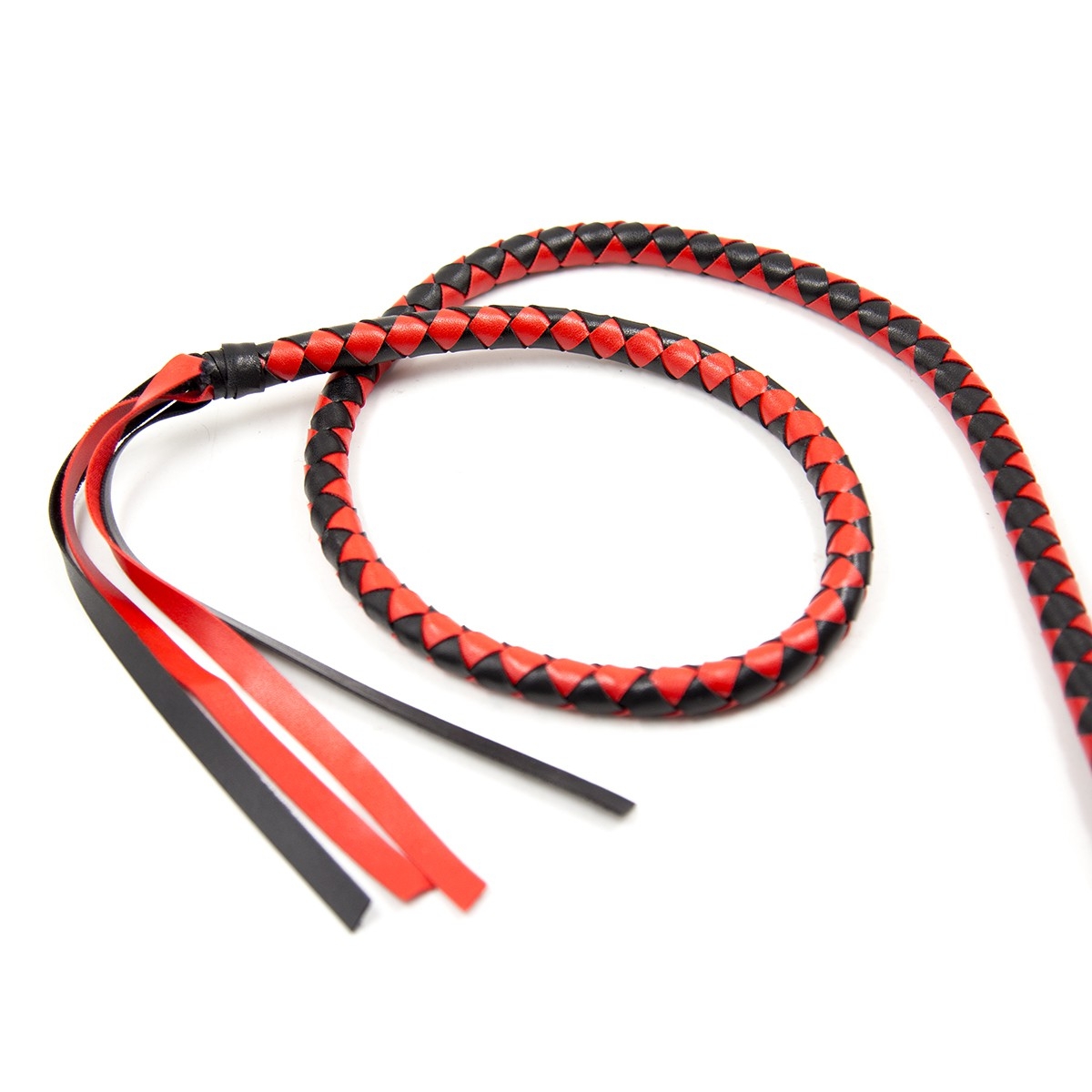 long fouet whip duo 190cm noir et rouge 3