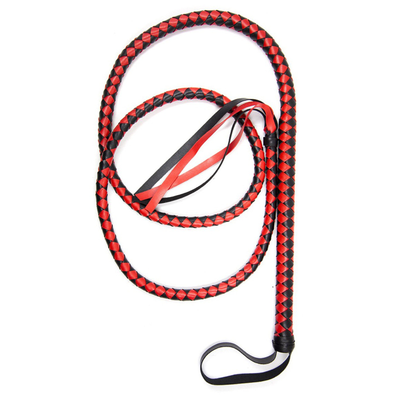 long fouet whip duo 190cm noir et rouge