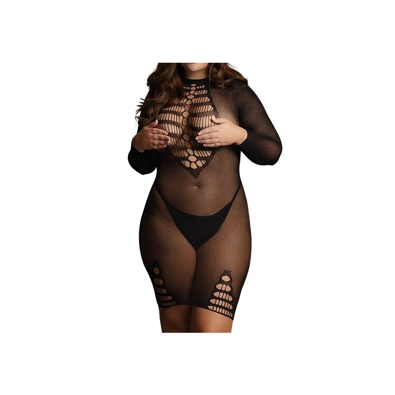 long sleeve fishnet dress
