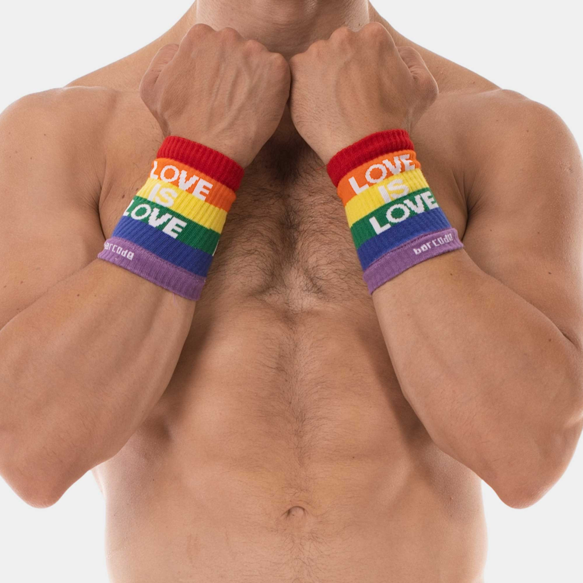 lot de 2 bandeaux de poignets love is love rainbow 1
