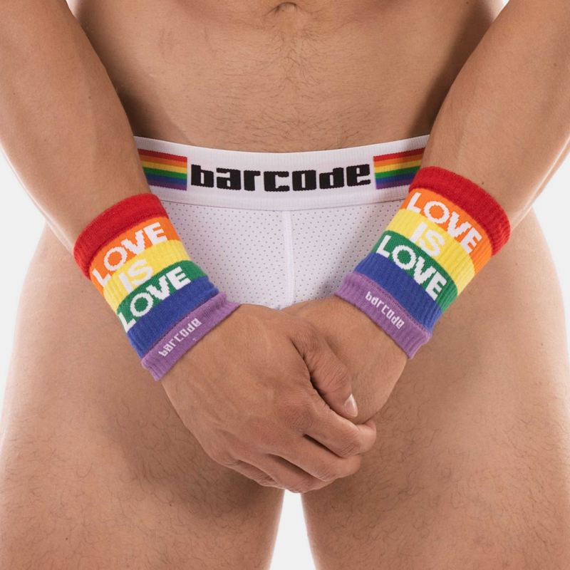 lot de 2 bandeaux de poignets love is love rainbow