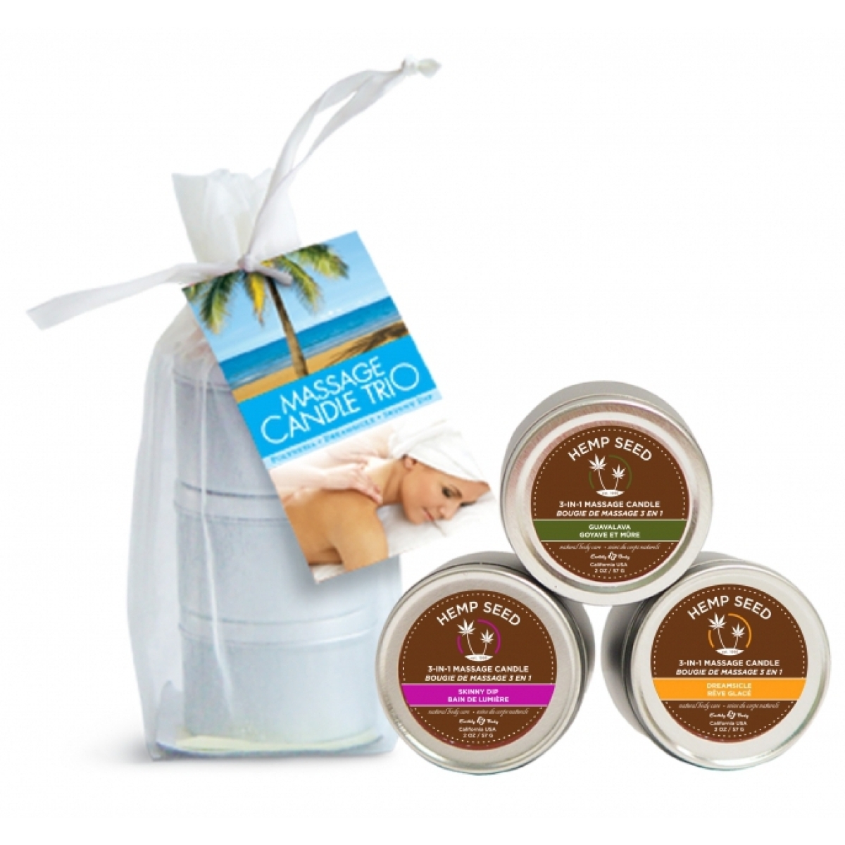lot de 3 bougies de massage hemp seed 57g 1